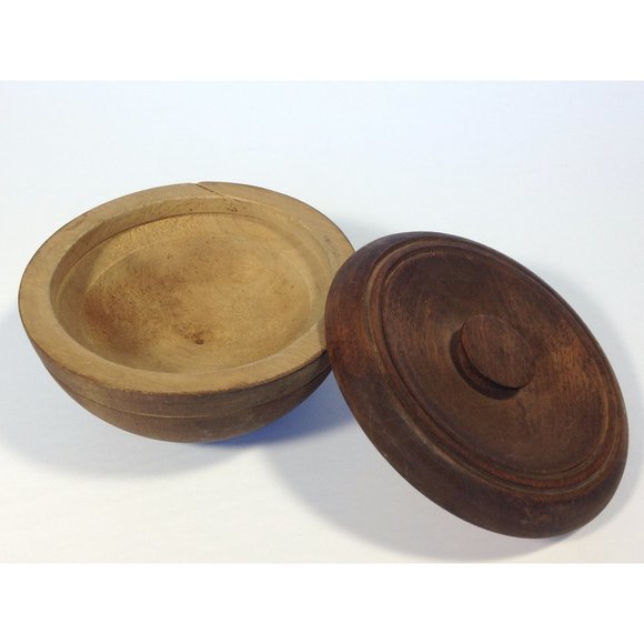 Vintage Wood Shaving Bowl with Lid - Picture 1 of 9
